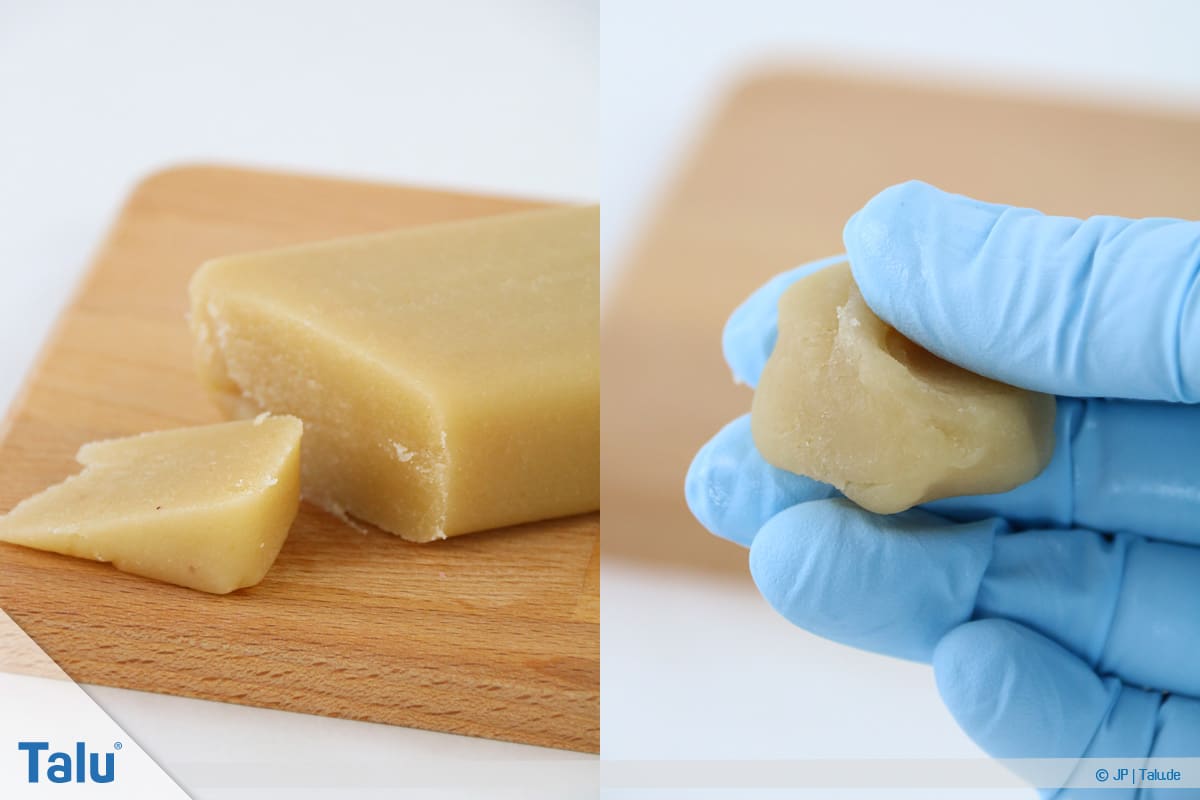 Marzipan färben, Variante mit Lebensmittelfarbe, Marzipanmasse kneten