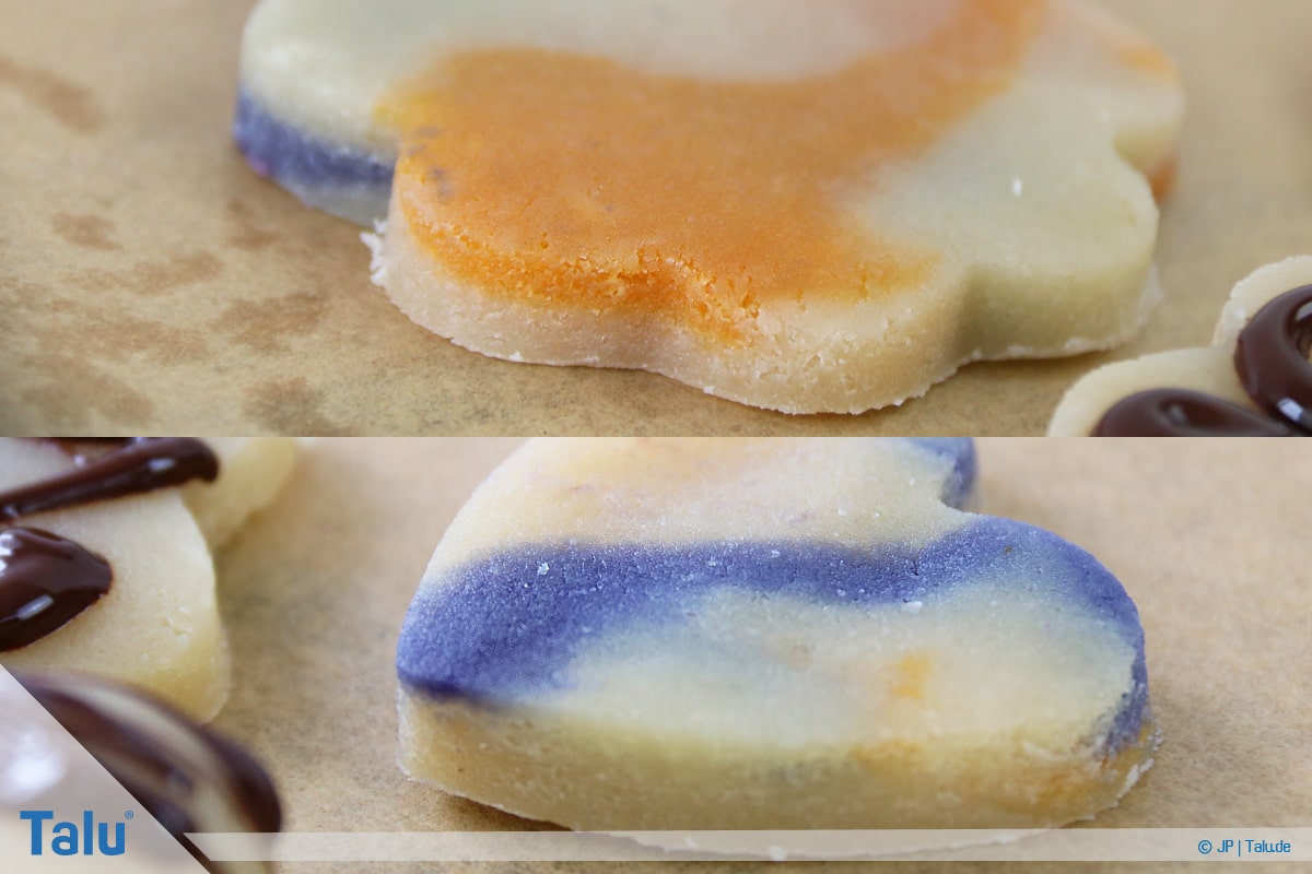 Marzipan färben, Variante mit Lebensmittelfarbe, Marzipanformen