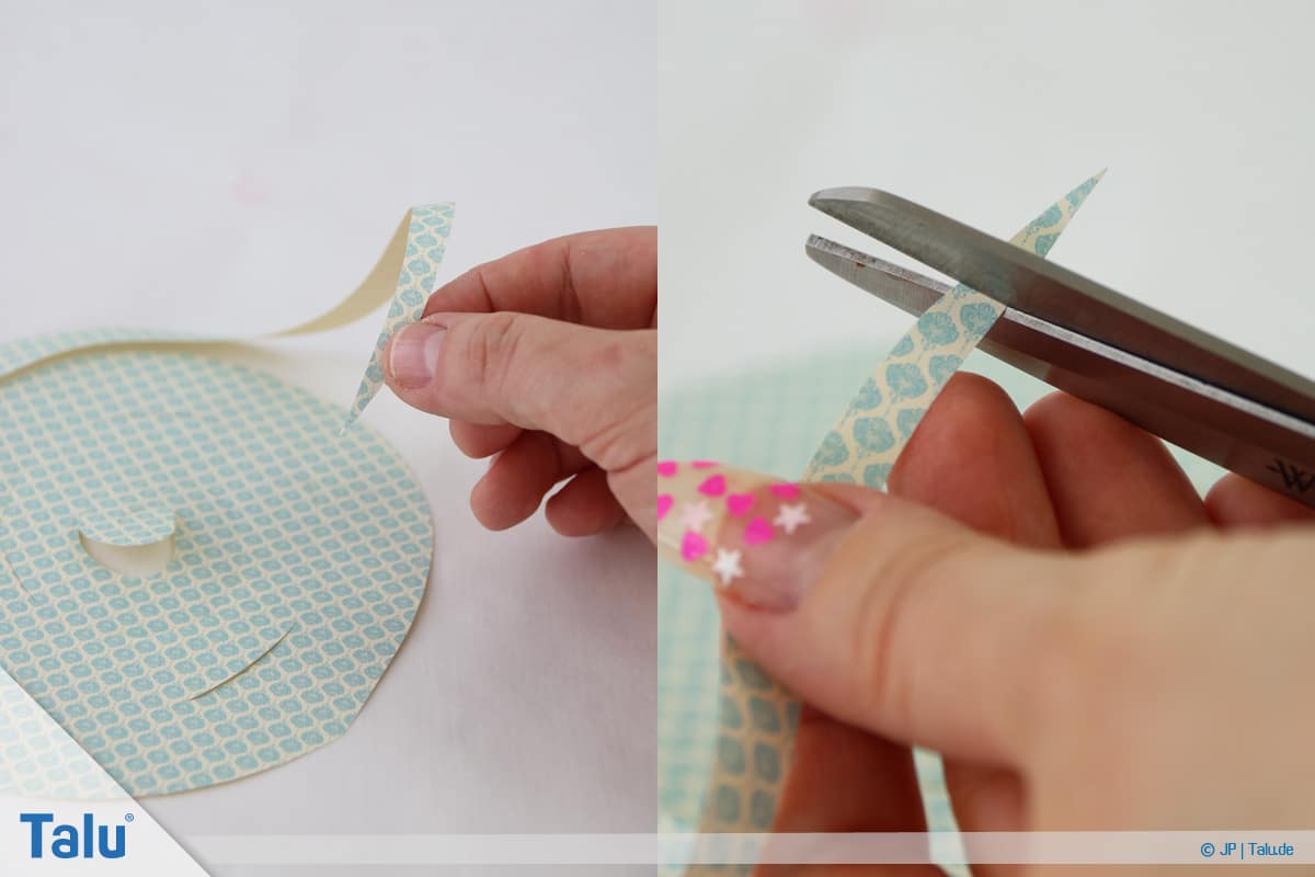 Papierrosen basteln, Anleitung, Einfache Papierrosen, beginnen Papierspirale einzurollen