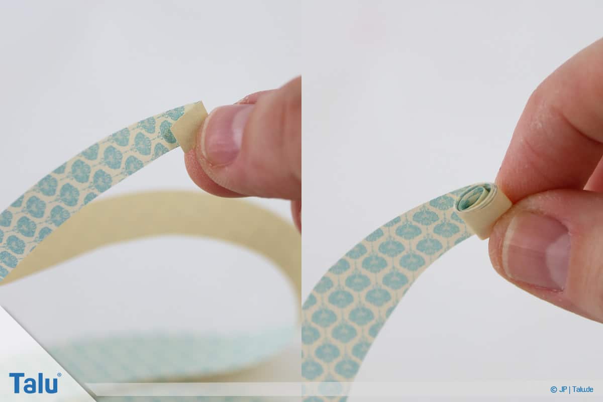 Papierrosen basteln, Anleitung, Einfache Papierrosen, Papierspirale aufrollen