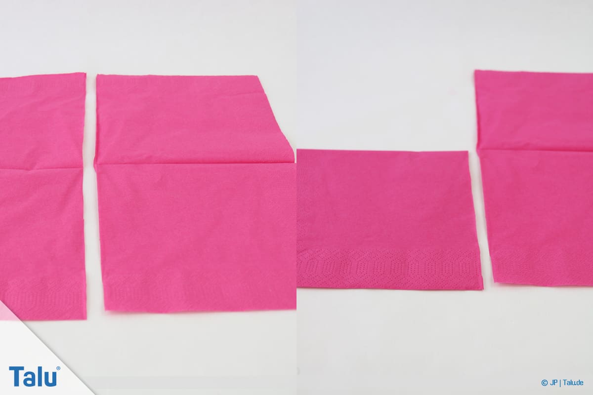 Papierrosen basteln, Anleitung, Papierrosen aus Servietten, Servietten-Teile