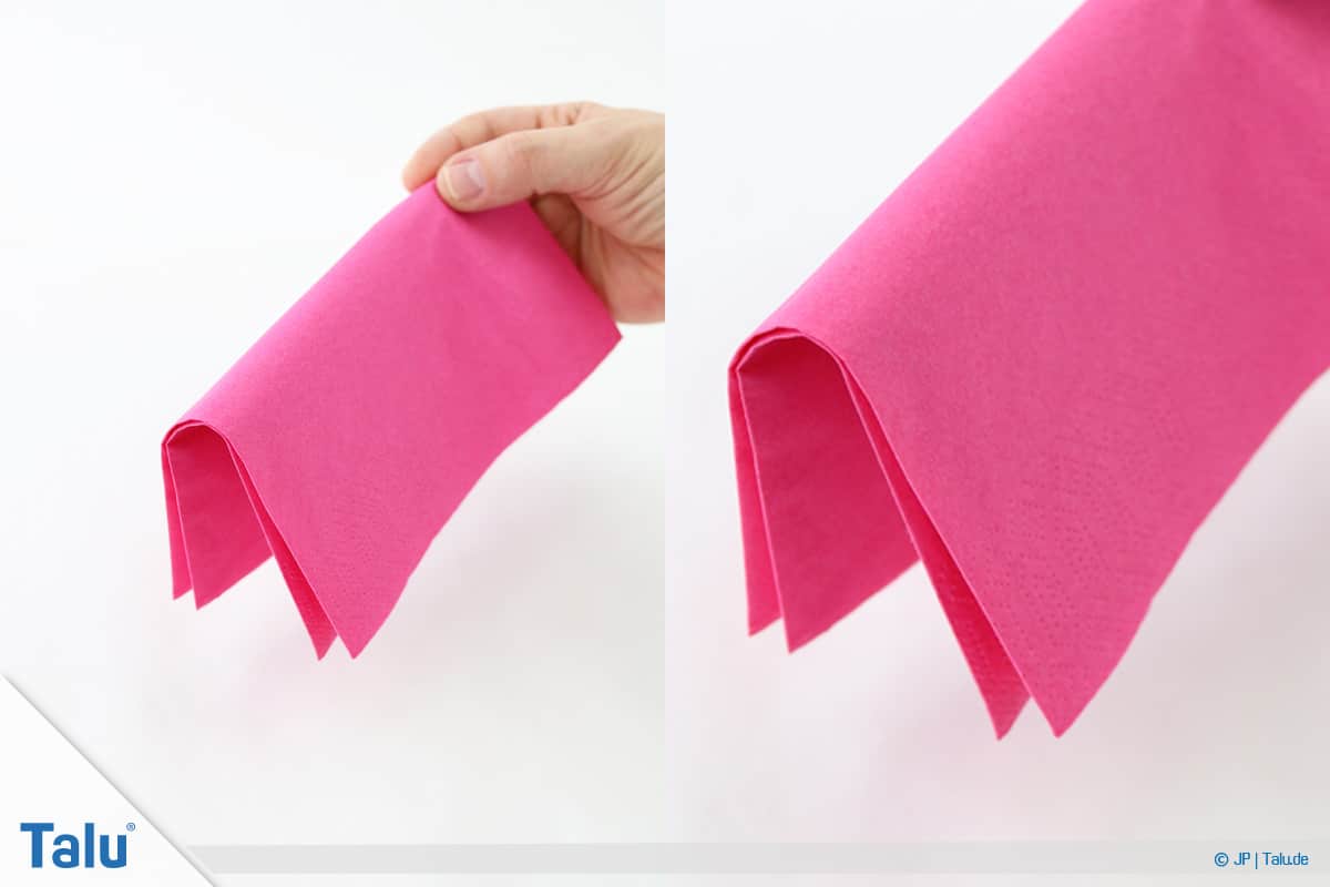Papierrosen basteln, Anleitung, Papierrosen aus Servietten, Servietten-Teile erneut falten