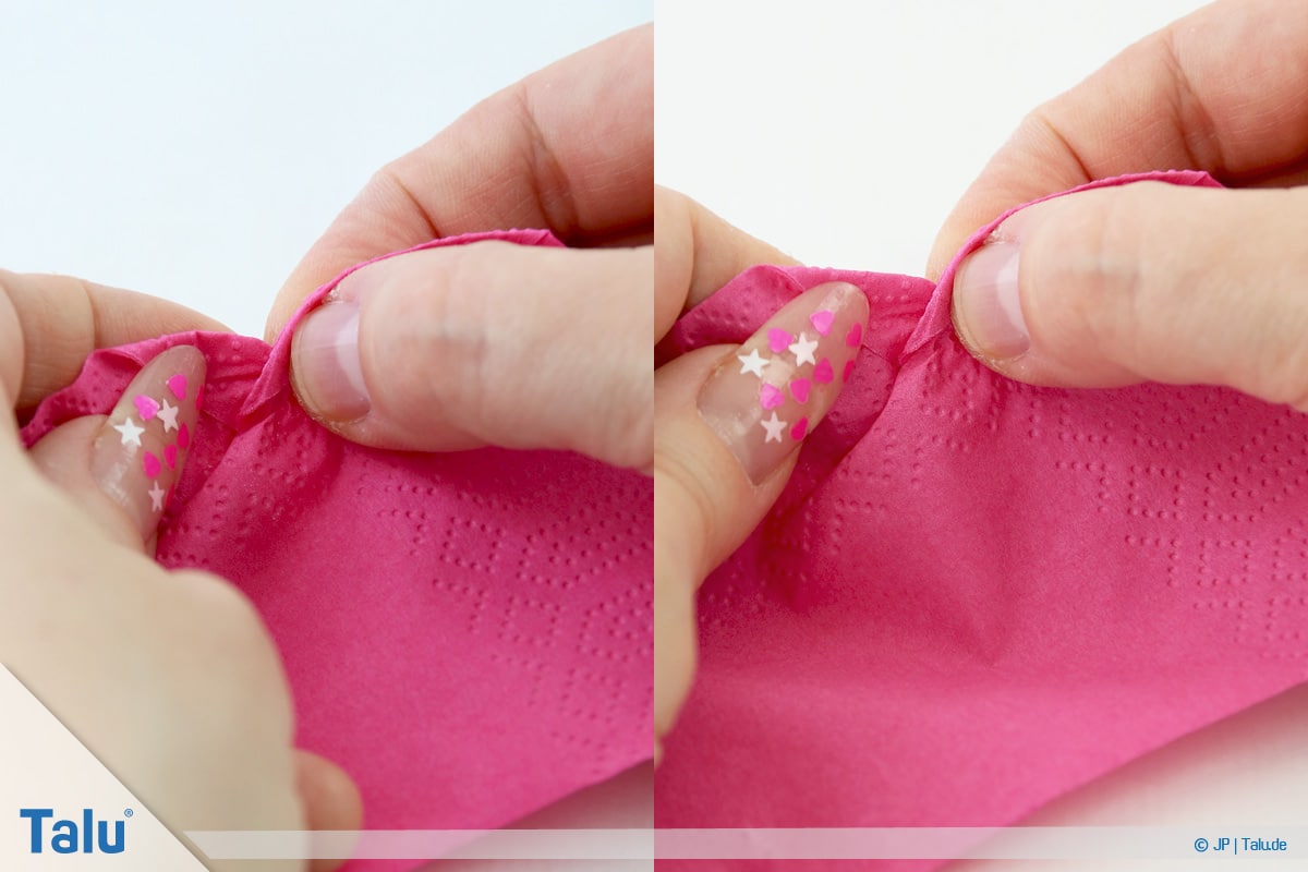 Papierrosen basteln, Anleitung, Papierrosen aus Servietten, Faltungen für Rosenblüte