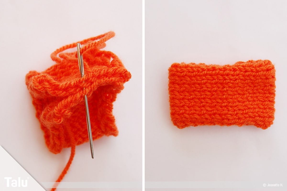 Schleife stricken, Modell 1, Zusammennähen