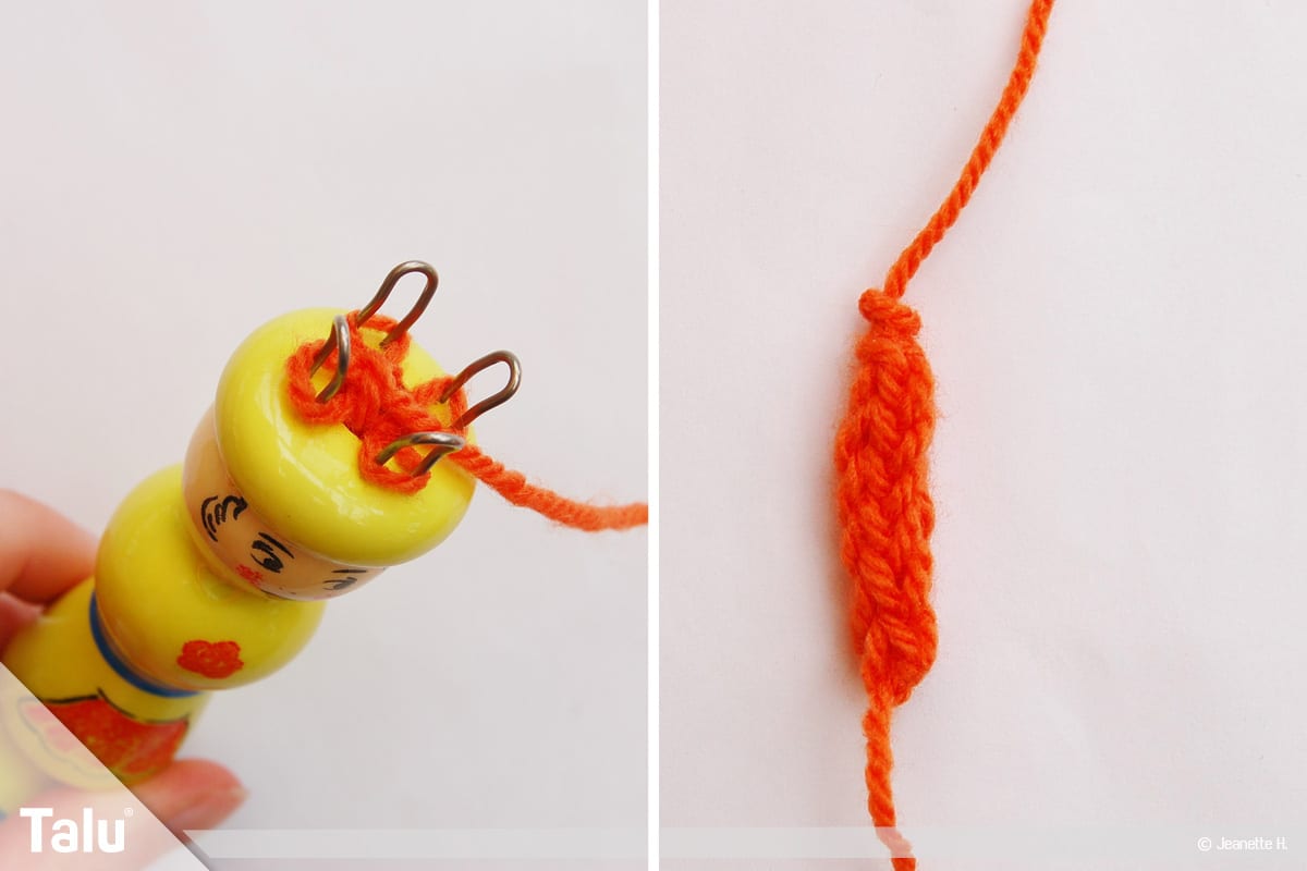 Schleife stricken, Modell 1, Strickliesel für Schleifenmitte verwenden