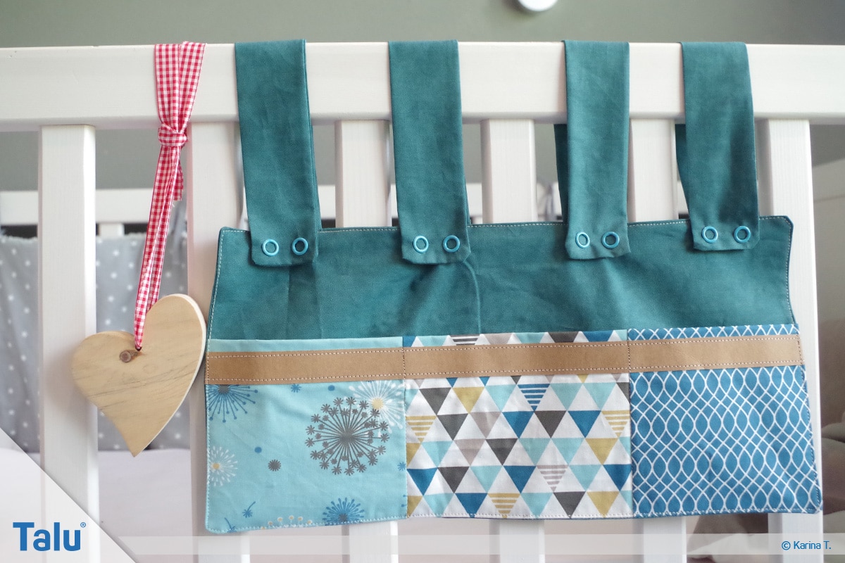 Bettutensilo nähen, Anleitung Betttasche, fertig genähtes Utensilo