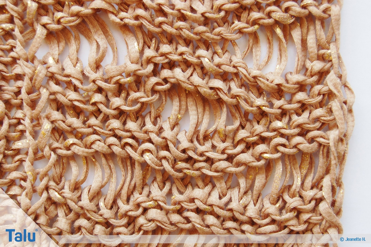 Fallmaschen stricken, waagerechtes Fallmaschenmuster, fertig gestrickt