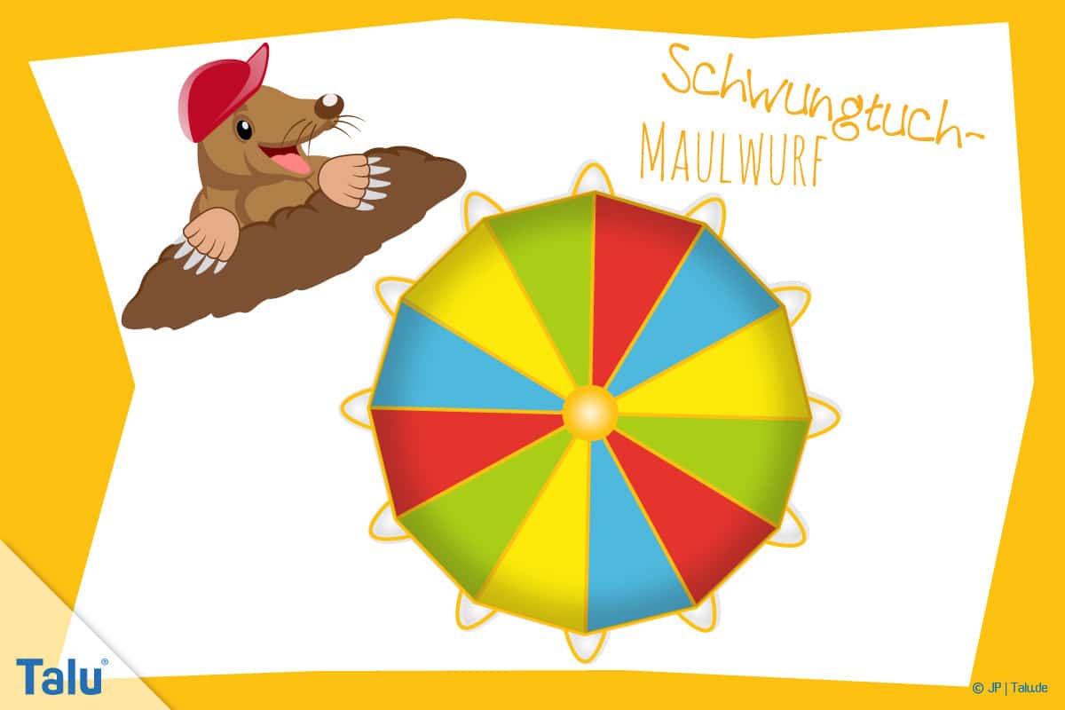 Schwungtuchspiele, Anleitung, Kindergeburtstag, Schwungtuch-Spiel-Maulwurf