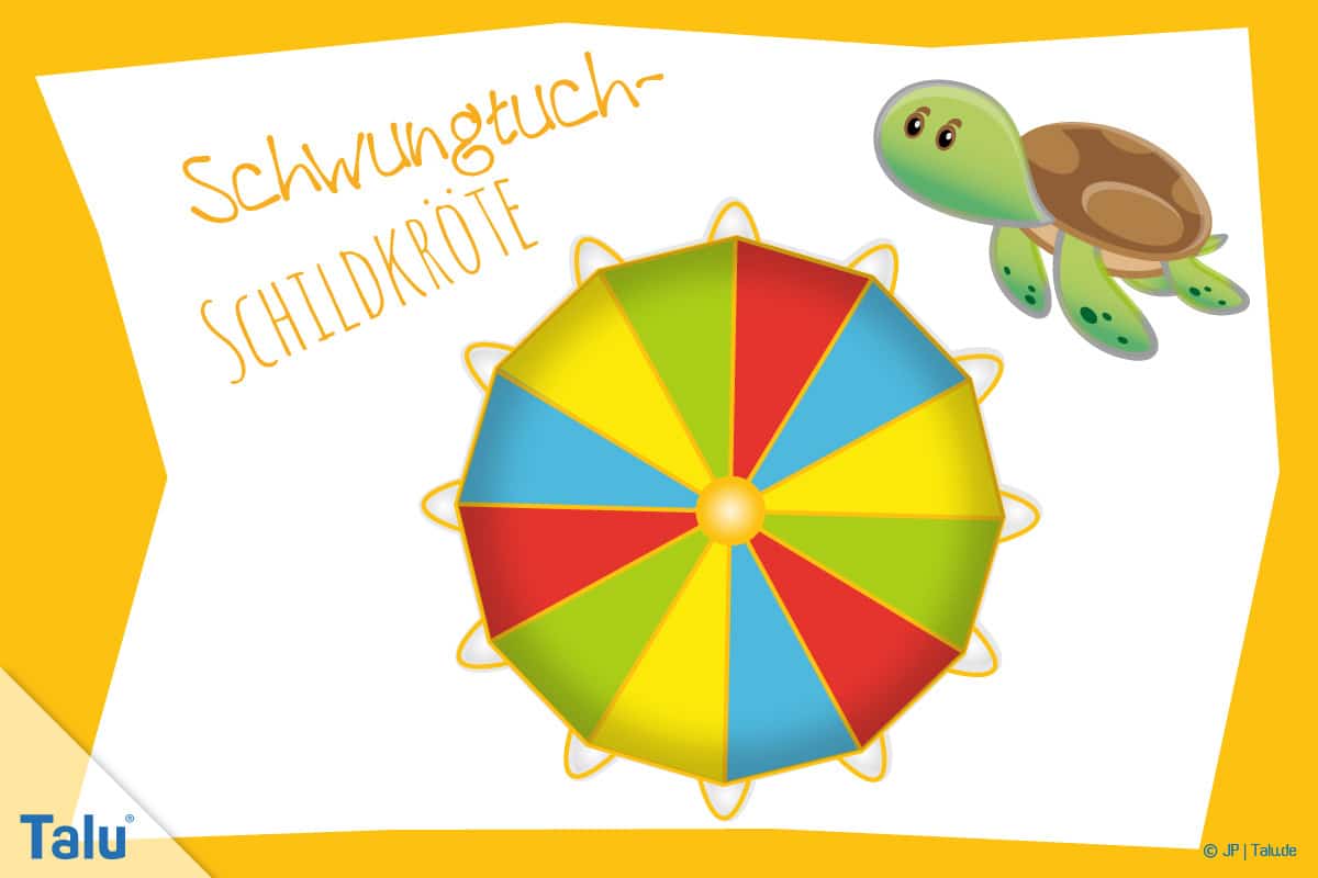 Schwungtuchspiele, Anleitung, Kindergeburtstag, Schwungtuch-Spiel-Schildkröte