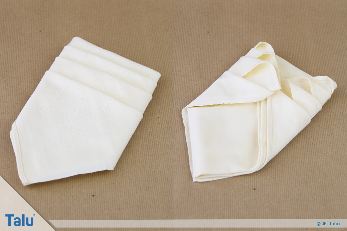 Stoffservietten falten, Bestecktasche, fertige Bestecktasche