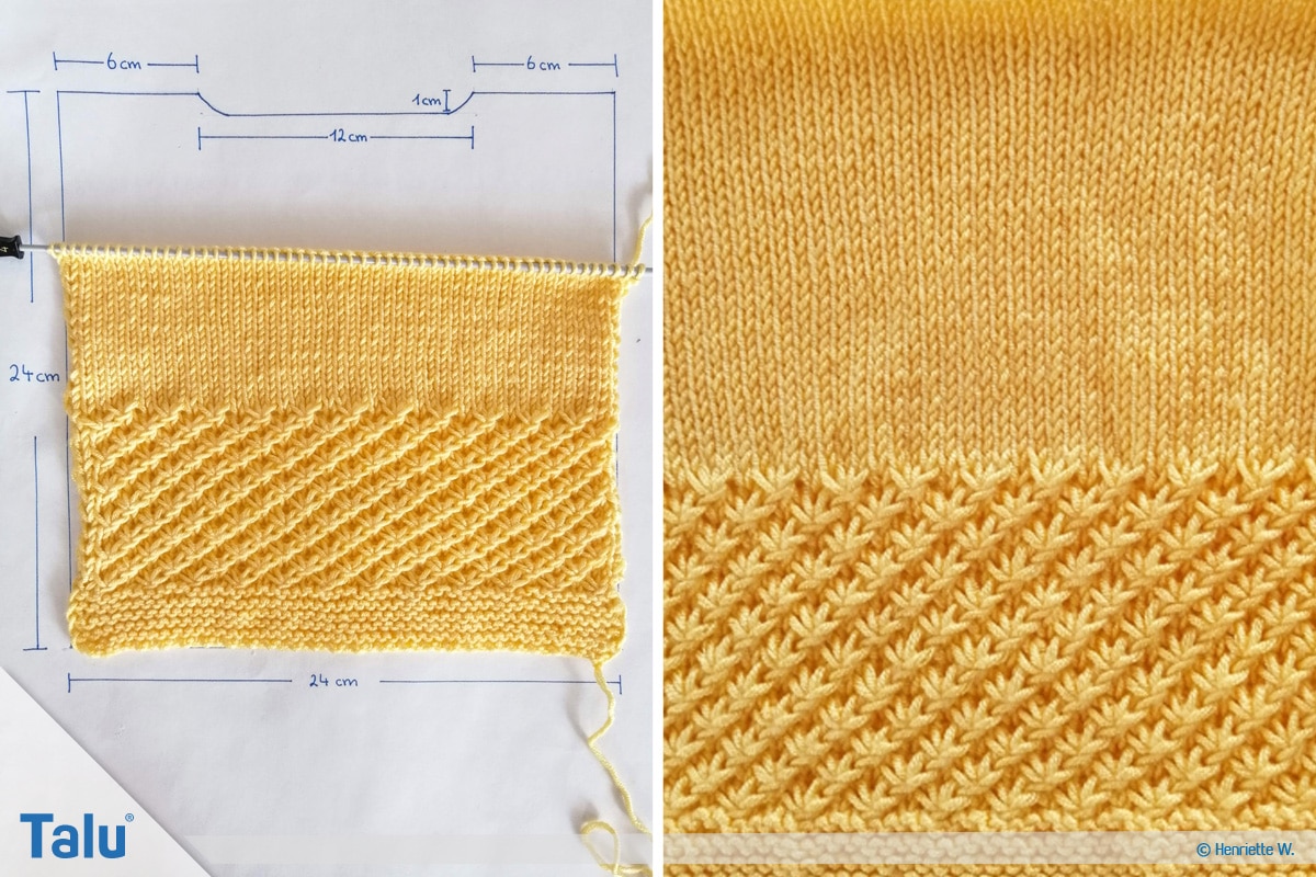 Babyjacke stricken, Anleitung Größe 56/62, Rückenteil weiterarbeiten