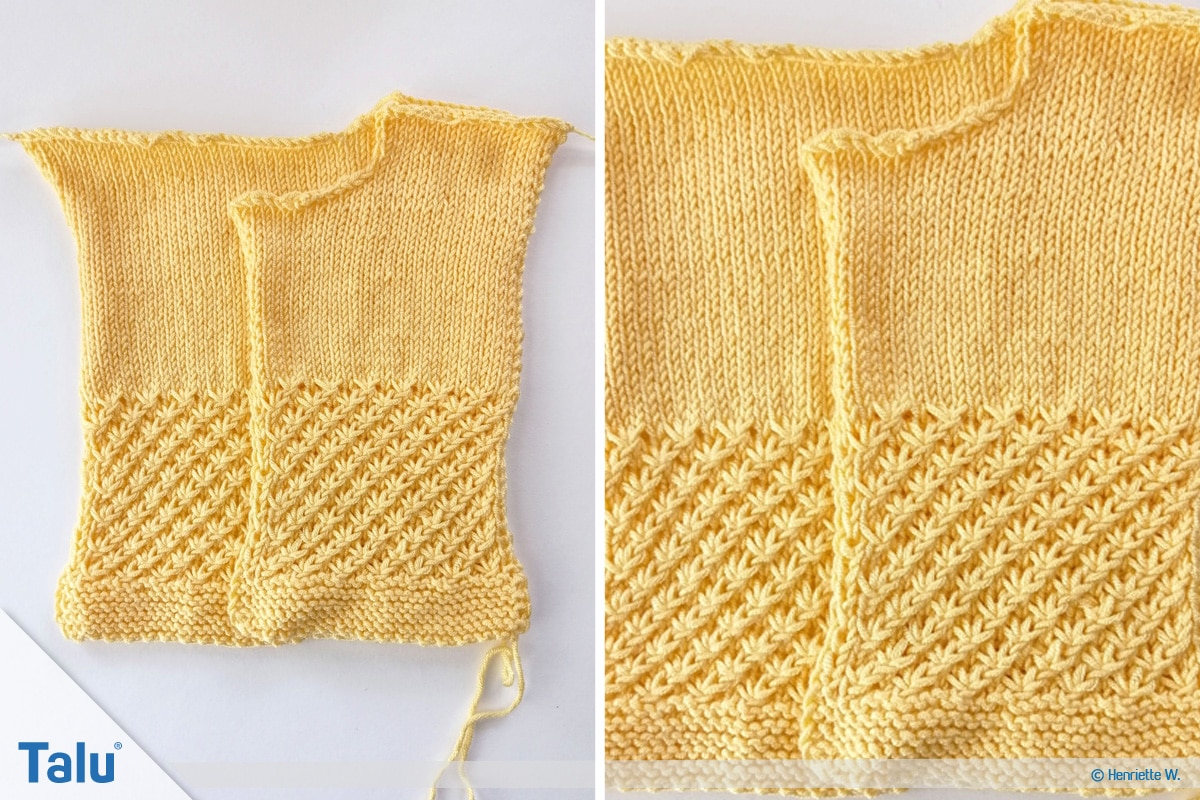 Babyjacke stricken, Anleitung Größe 56/62, linkes Vorderteil, Maschen anschlagen