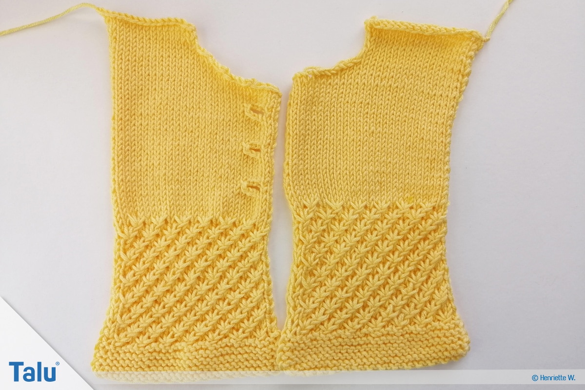 Babyjacke stricken, Anleitung Größe 56/62, rechtes Vorderteil stricken