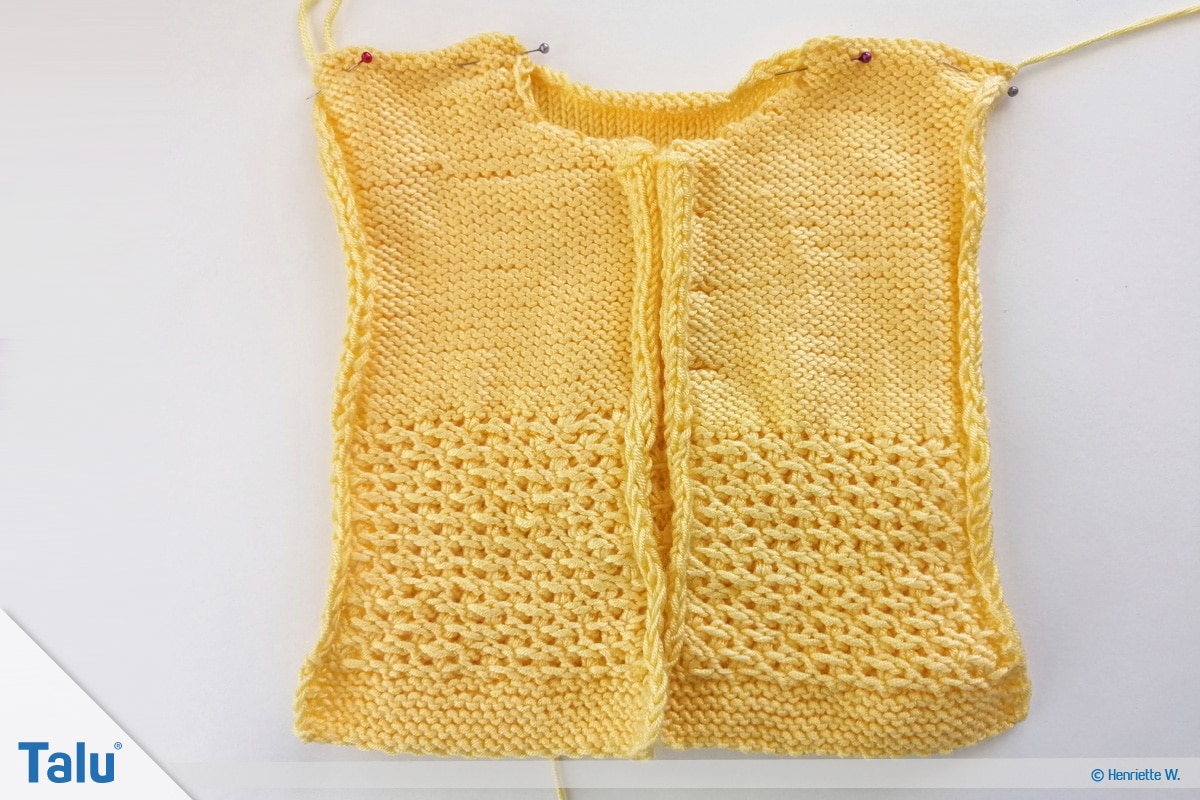 Babyjacke stricken, Anleitung Größe 56/62, das Zusammennähen