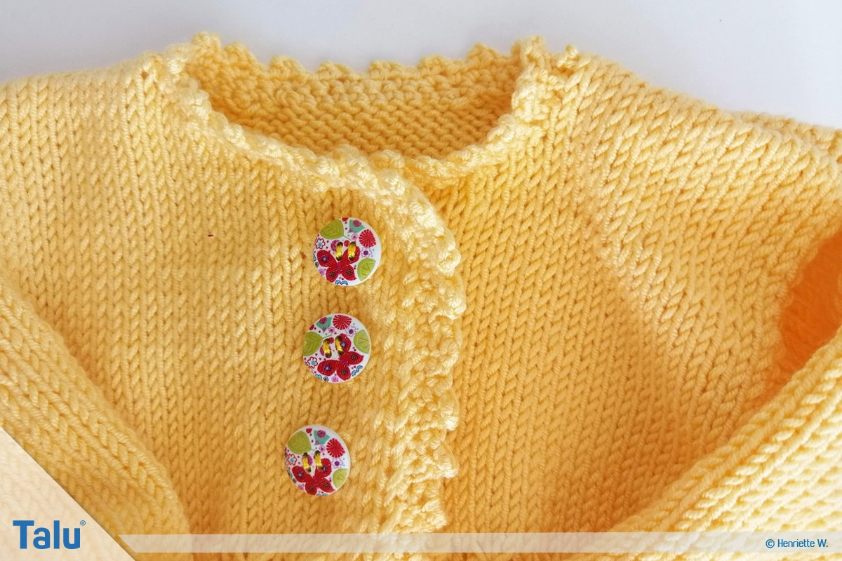 Babyjacke stricken, Anleitung Größe 56/62, Babyjacke mit Mäusezähnchen umhäkeln