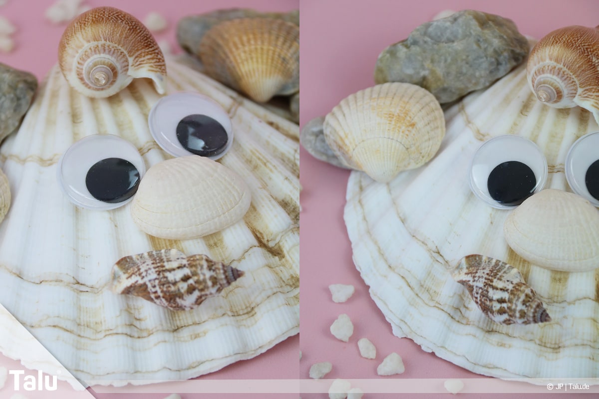 Basteln mit Steinen und Muscheln, Ideen, Gesichter basteln aus Steinen und Muscheln
