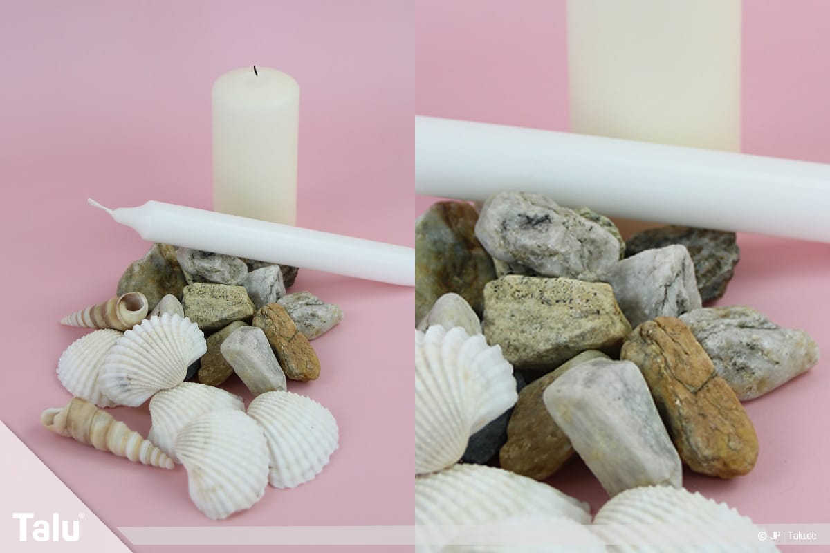 Basteln mit Steinen und Muscheln, Ideen, Kerzenständer, Material