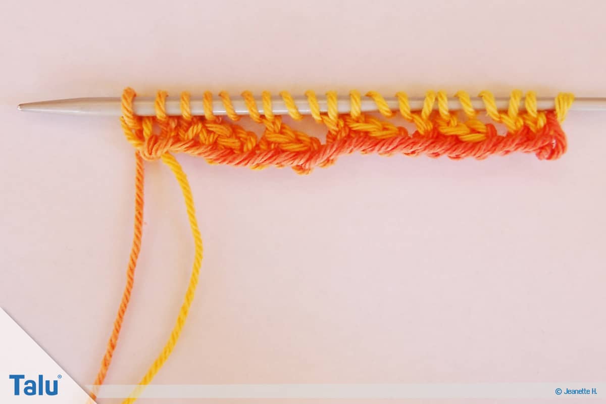 Netzmuster stricken, Fischernetz, Netzmuster Eins, Beginn