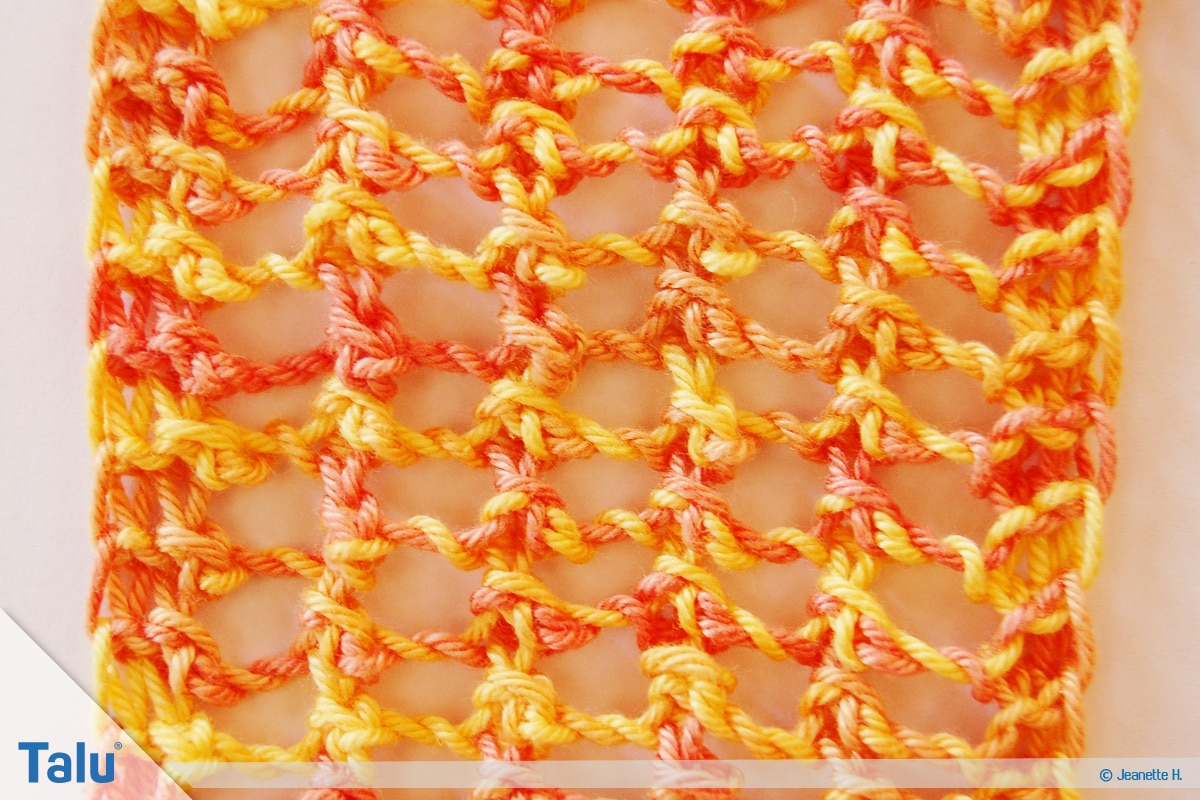 Netzmuster stricken, Fischernetz, Netzmuster Eins, fertig gestrickt