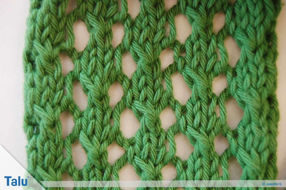 Netzmuster stricken, Fischernetz, Netzmuster Zwei, fertig gestrickt