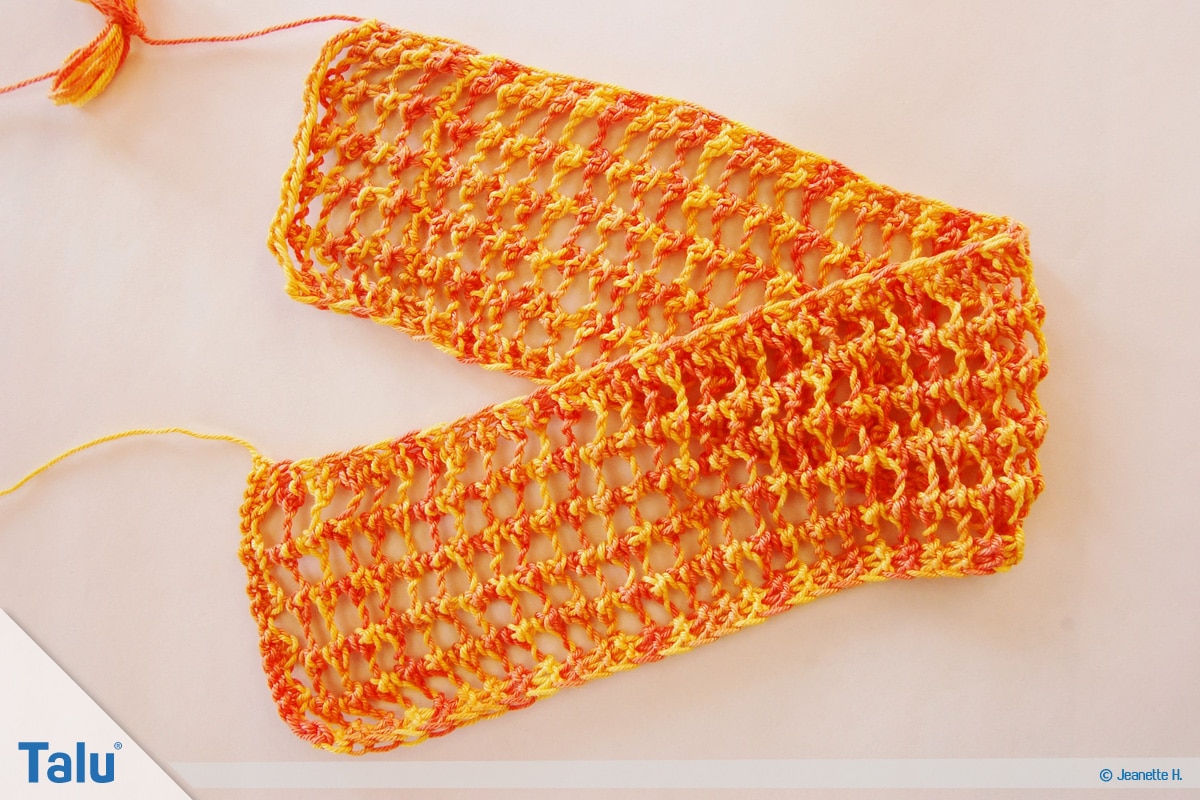 Netzmuster stricken, Fischernetz, Stirnband stricken, abgekettetes Stirnband