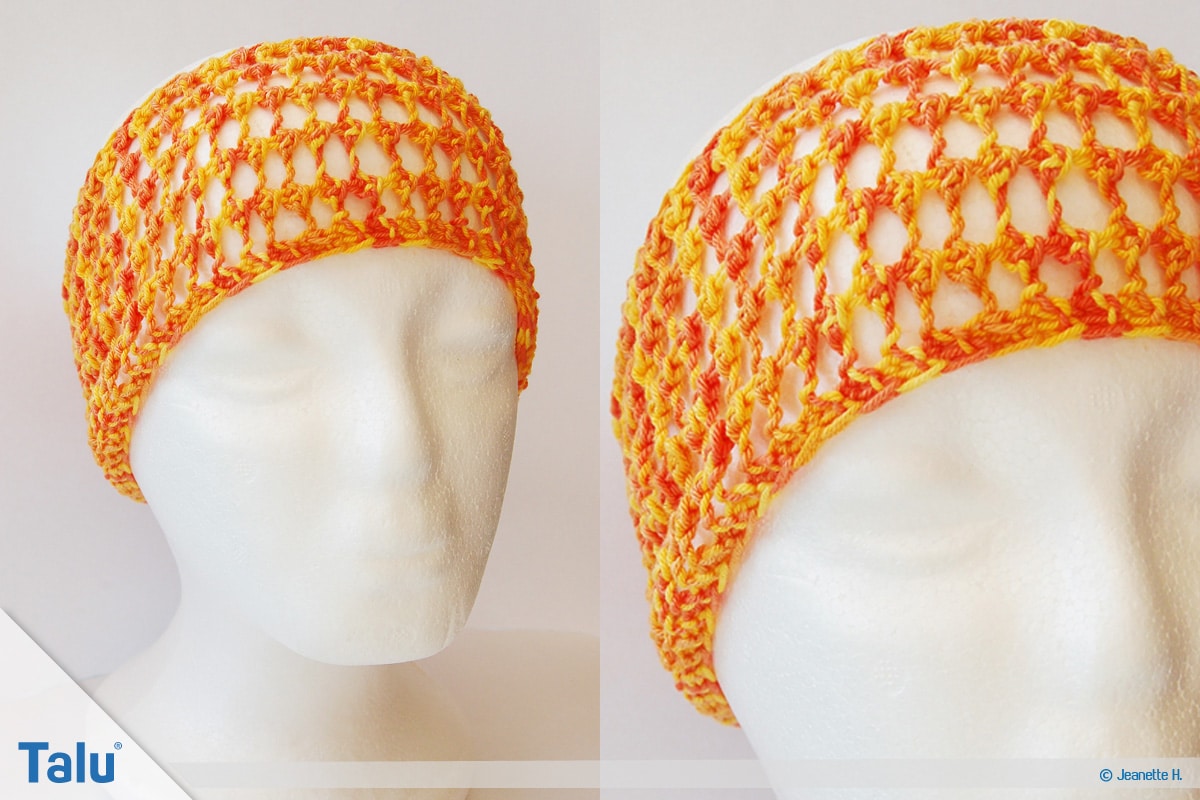 Netzmuster stricken, Fischernetz, Stirnband im Netzmuster fertig gestrickt
