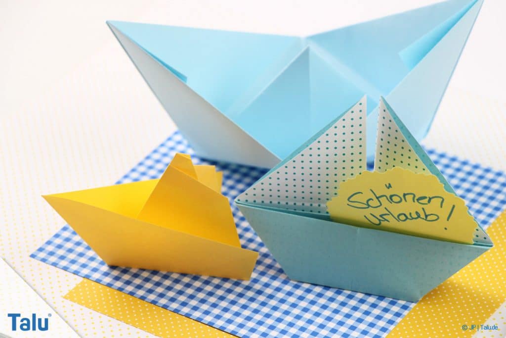 Origami Boot, Schiff basteln, einfaches Schiffchen falten