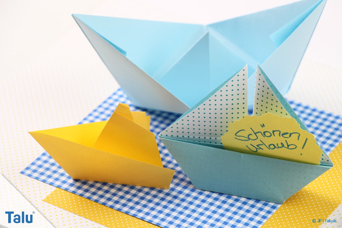 Origami Boot, Schiff basteln, einfaches Schiffchen falten