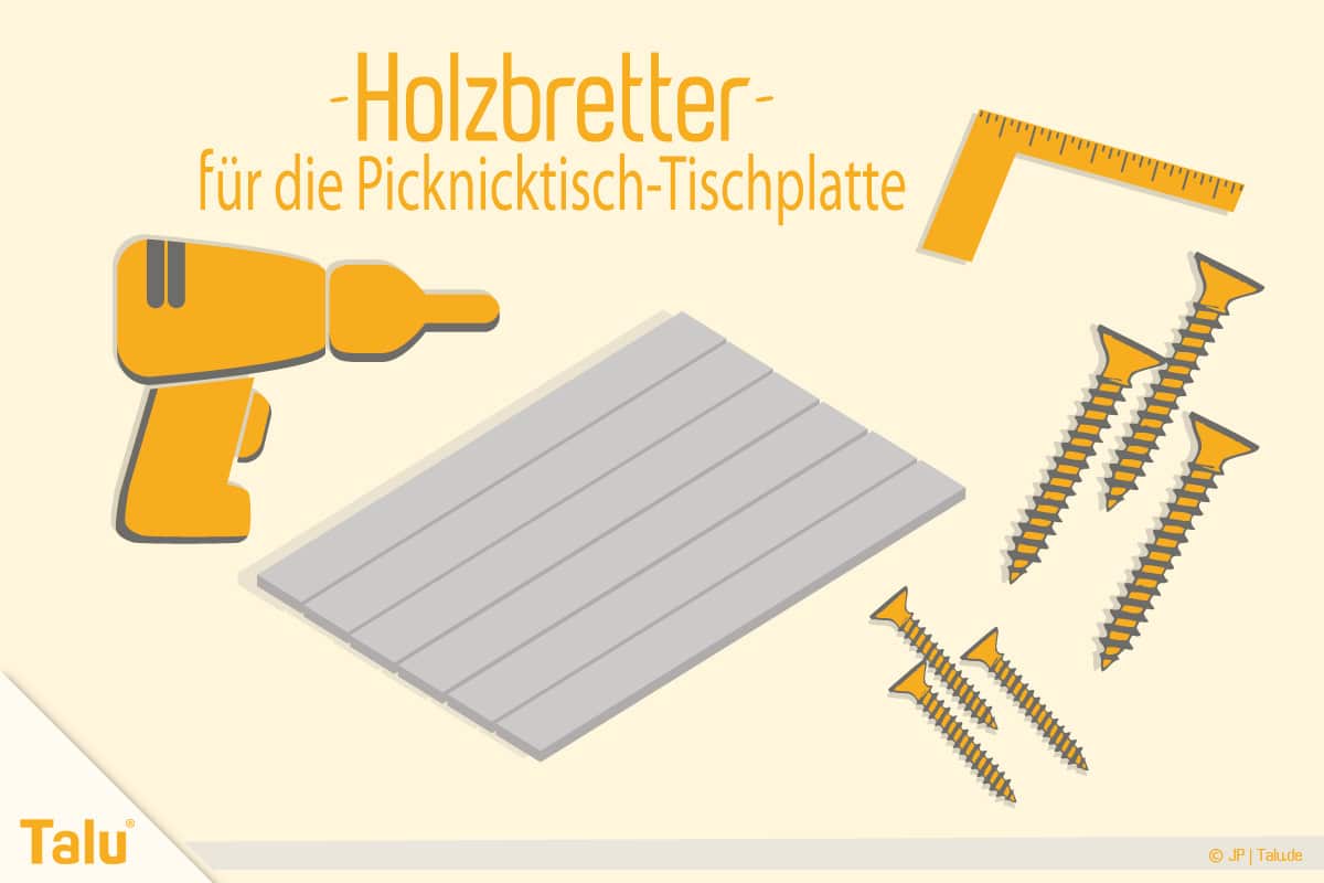 Picknicktisch selber bauen, Bauanleitung, Picknicktisch-Tischplatte bauen