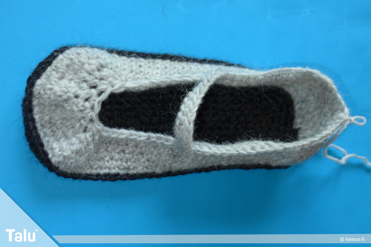 Schuhe häkeln für Erwachsene, Häkel-Hausschuhe, eine Runde feste Maschen