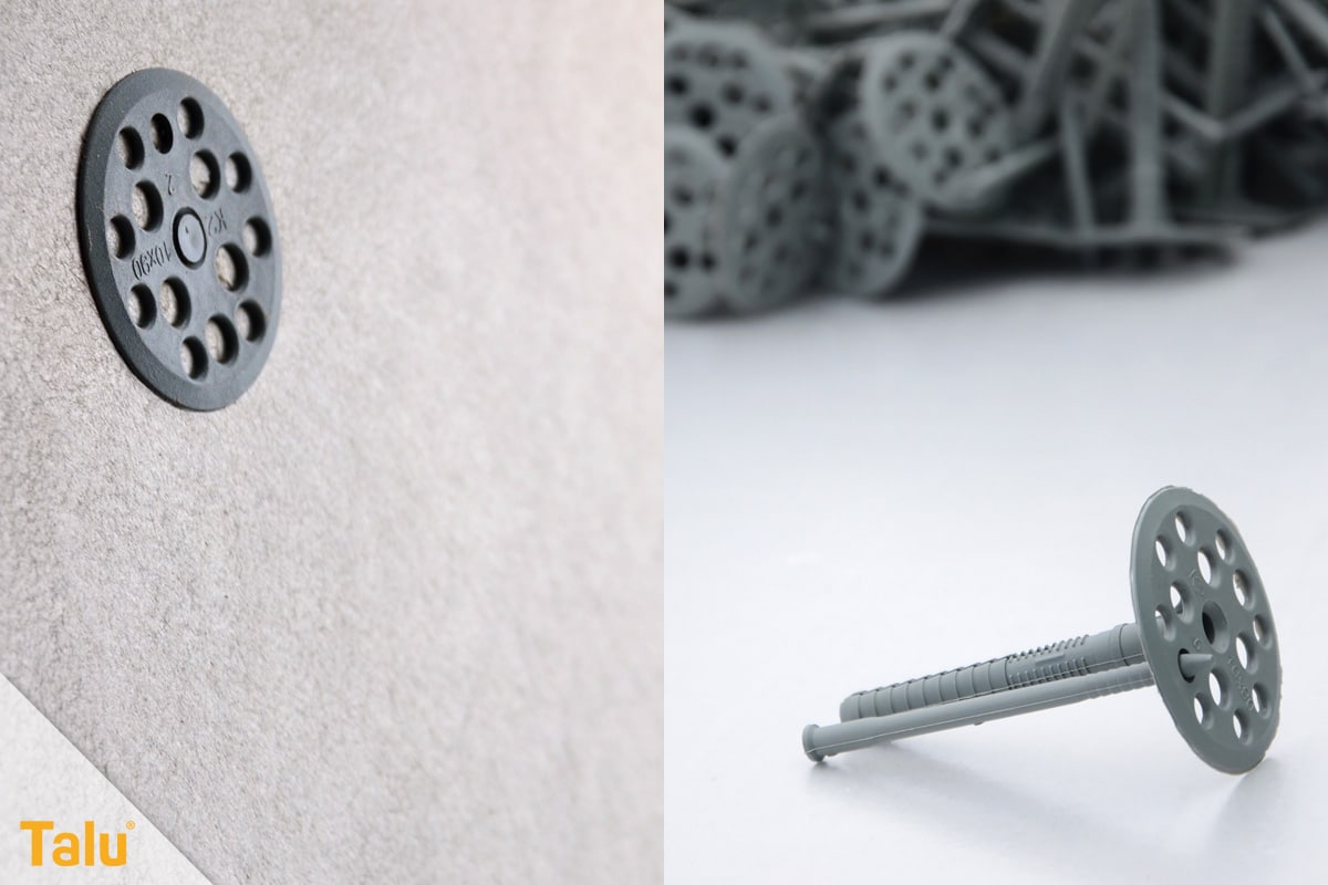 Styroporplatten kleben, Anleitung, Kunststoff-Tellerdübel