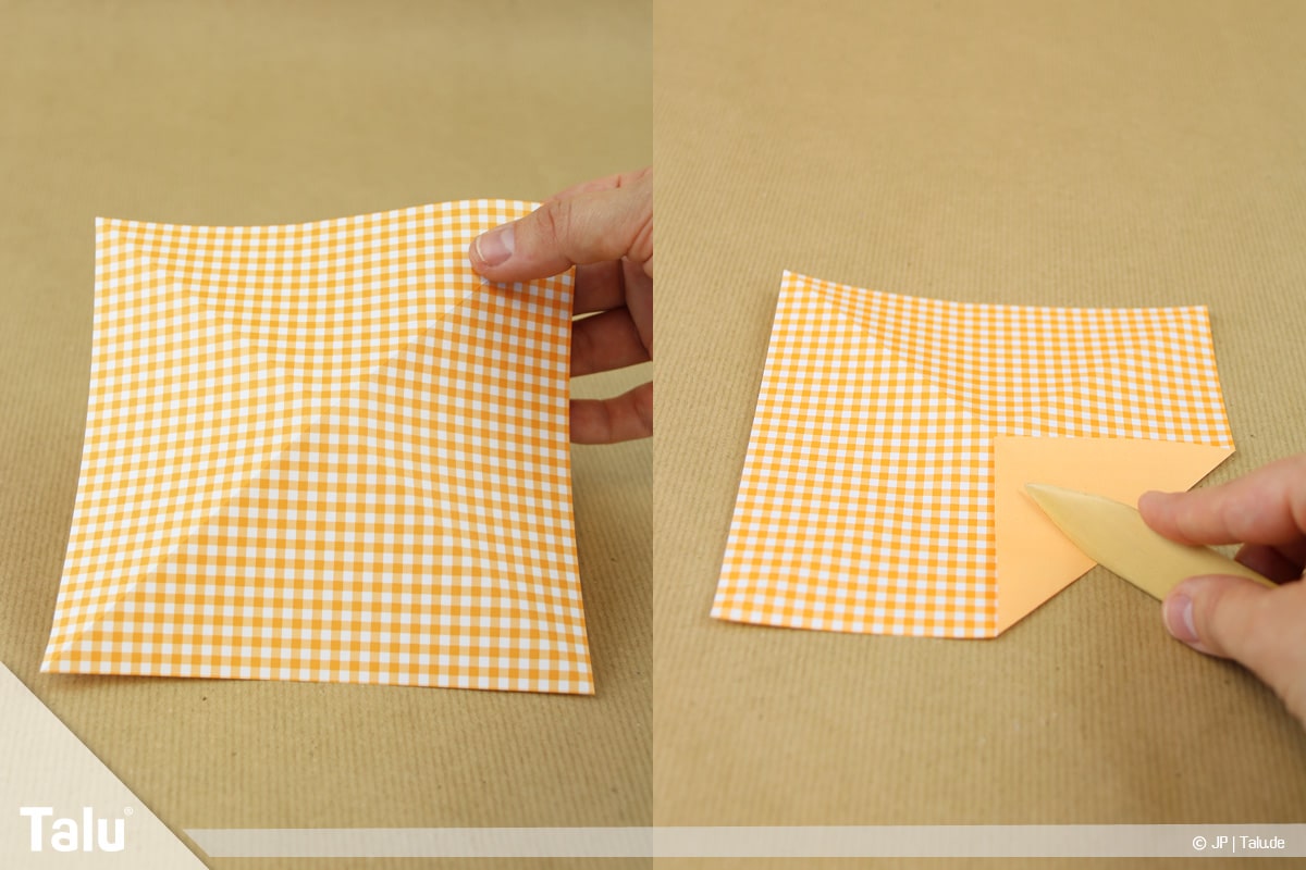Haus aus Papier basteln, Papierhaus falten, Faltarbeit wenden