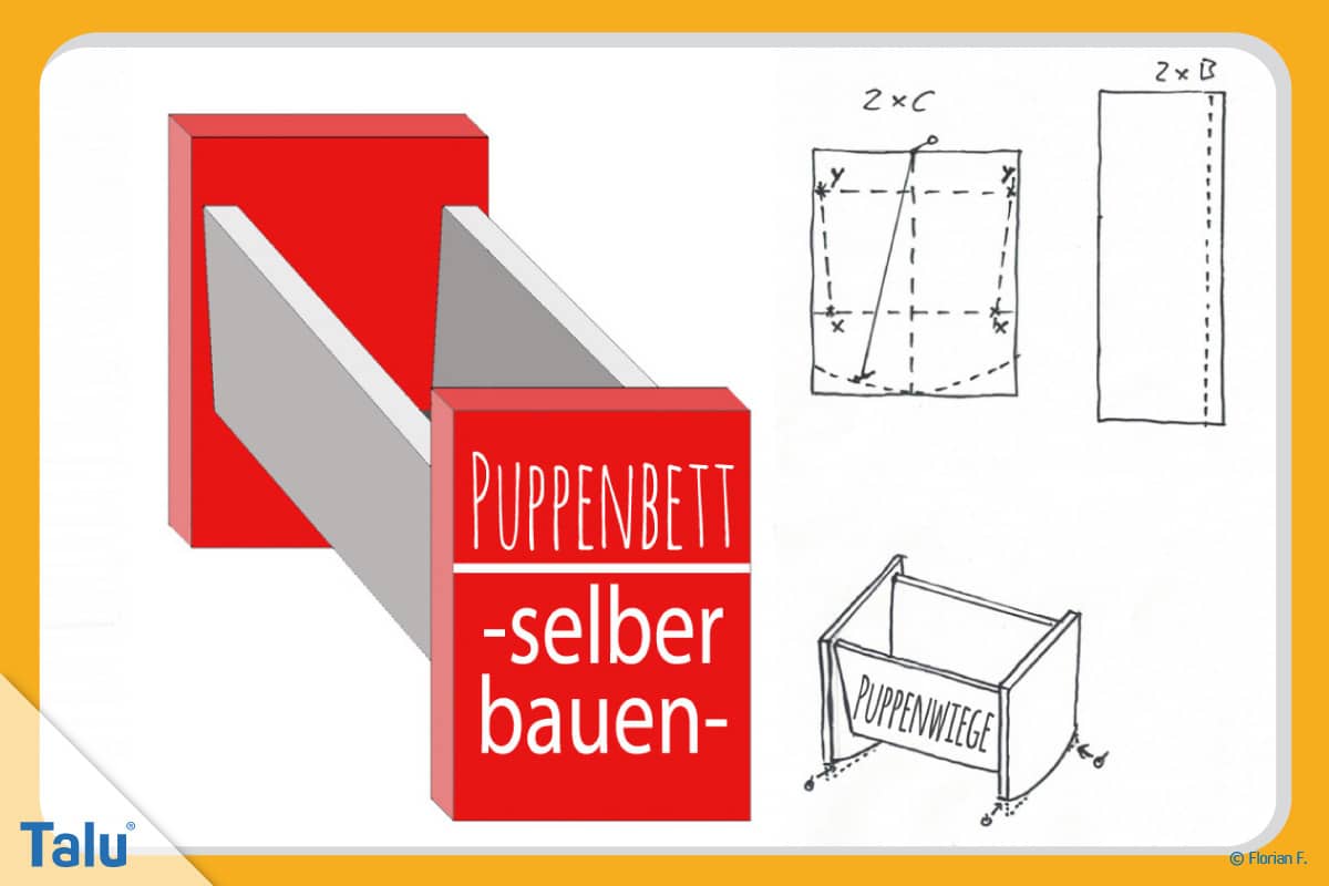 Puppenbett selber bauen, Anleitung und PDF für eine Puppenwiege