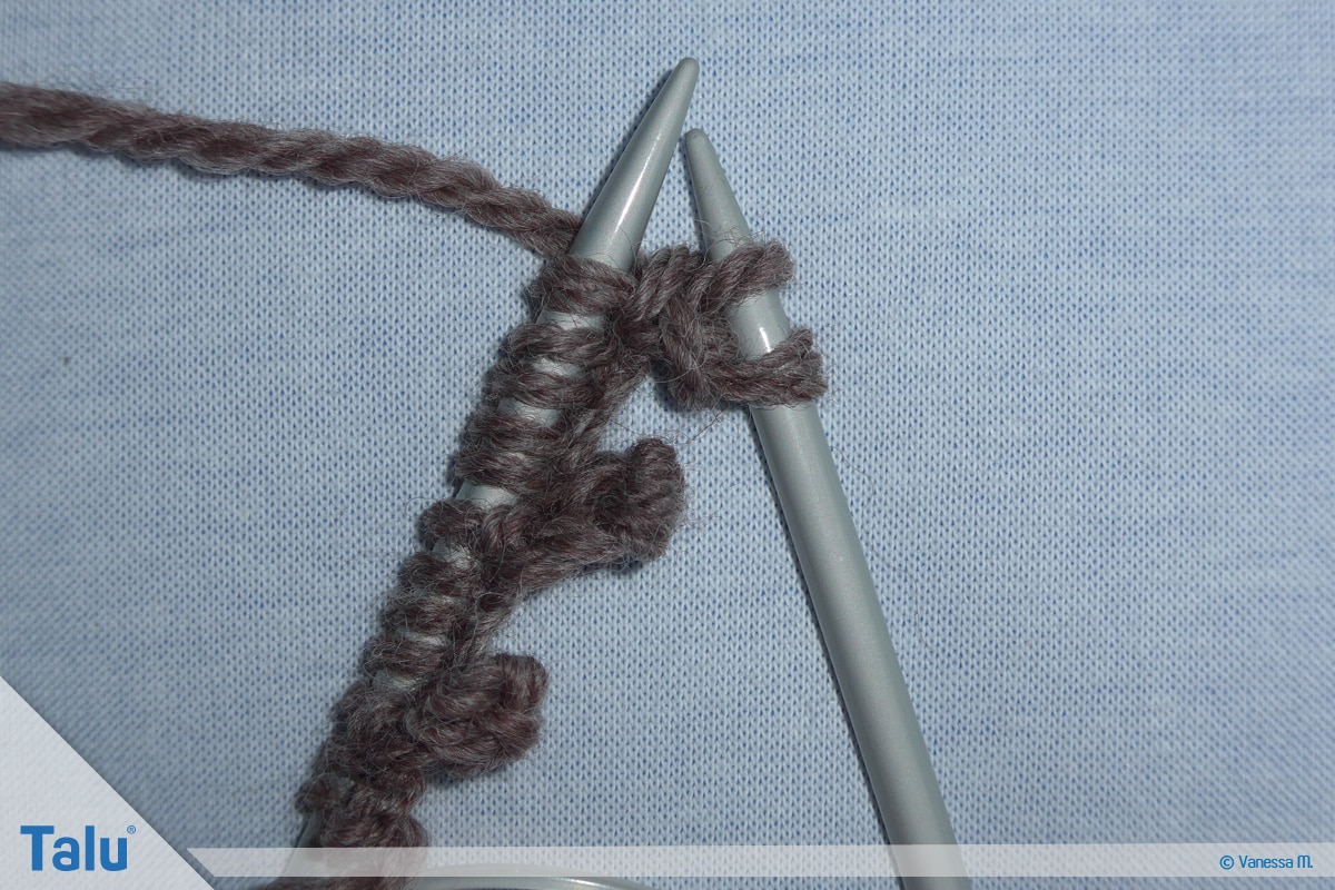 Gammlos stricken, Anleitung Hüttenschuhe, Maschen rechts stricken