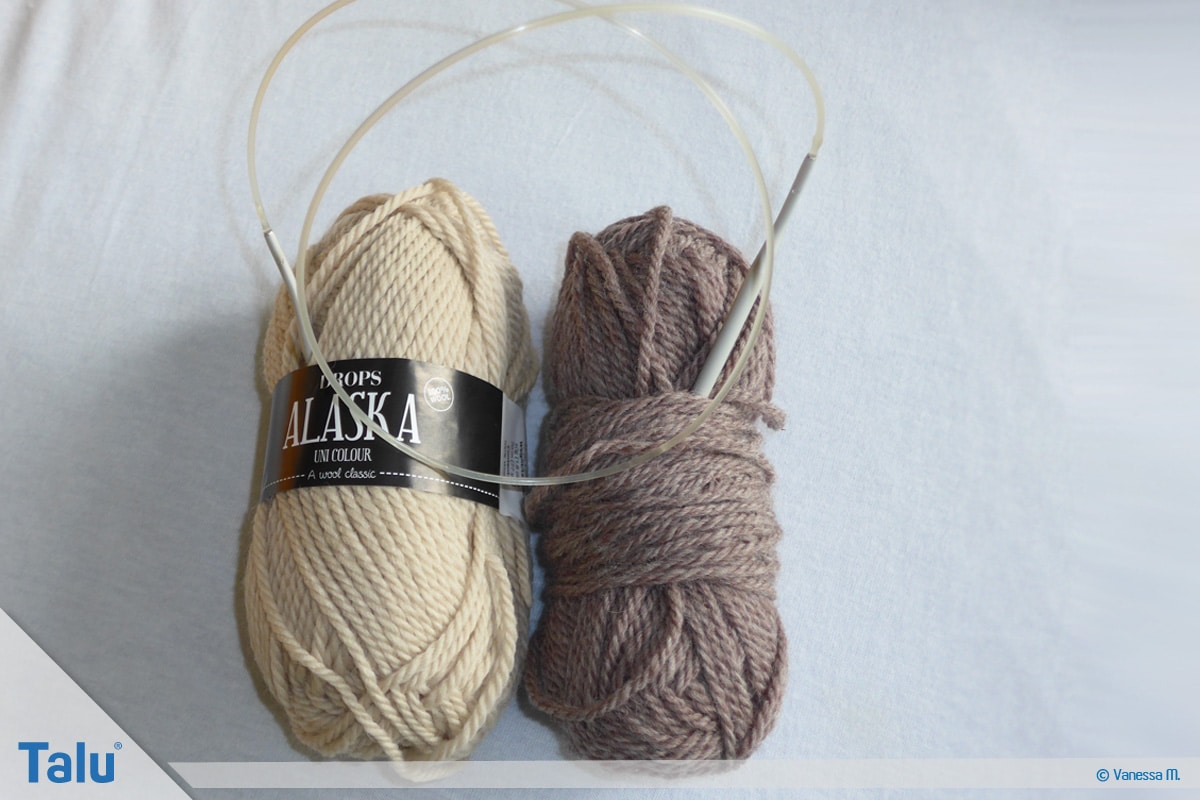 Gammlos stricken, Anleitung Hüttenschuhe, Material