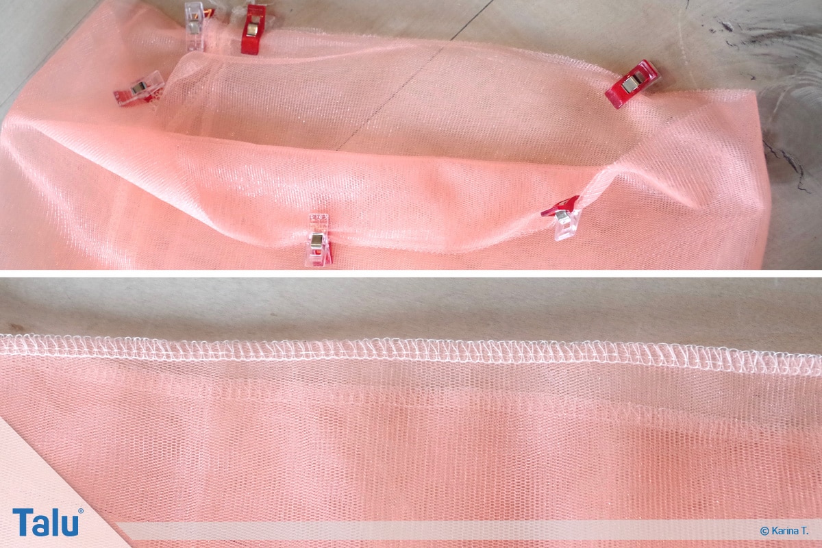 Tutu-Kleid/Rock selber machen, Anleitung, Stoff-Oberkanten mit Nähmaschine zusammennähen