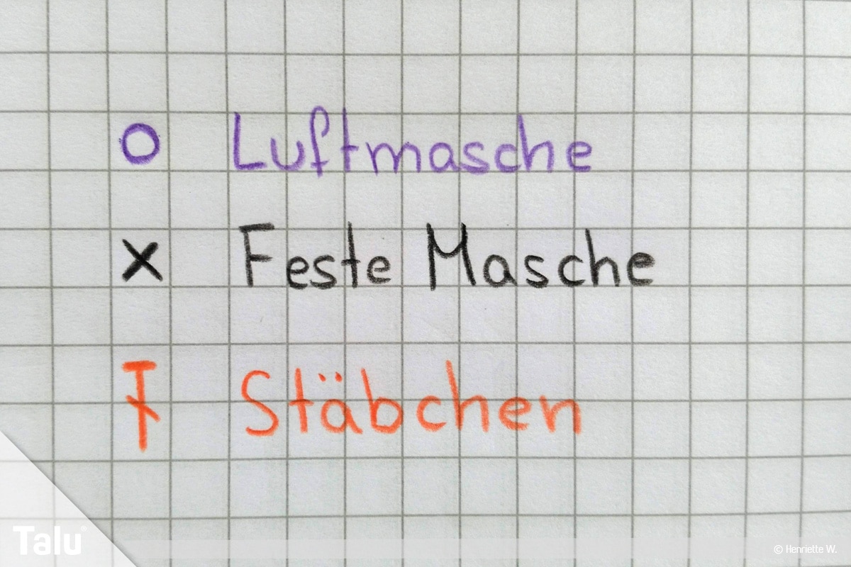 Ajourmuster häkeln, Legende zur Muster-Zeichnung des Ajourmusters