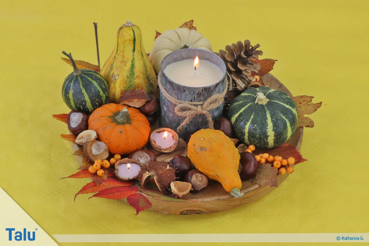 Herbst-Tischdeko selber machen, Herbstteller als Herbstdeko