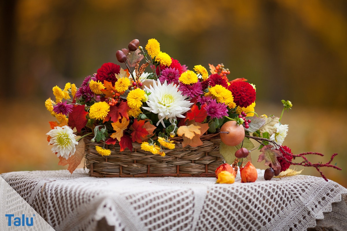 Herbstgestecke selber machen, Ideen, Gestaltungsmöglichkeit eines Herbstgestecks