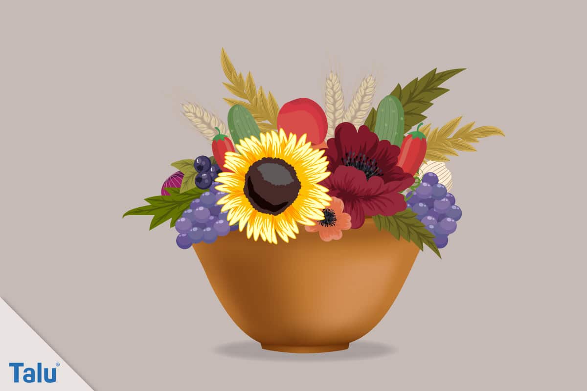 Herbstgestecke selber machen, Ideen, fertige Herbstgesteck-Idee Eins