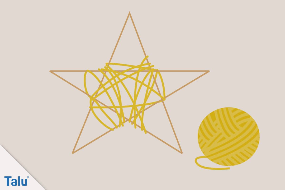 Adventsdeko basteln, Ideen für die Adventsdekoration, Stern aus Holzstäben und Wolle