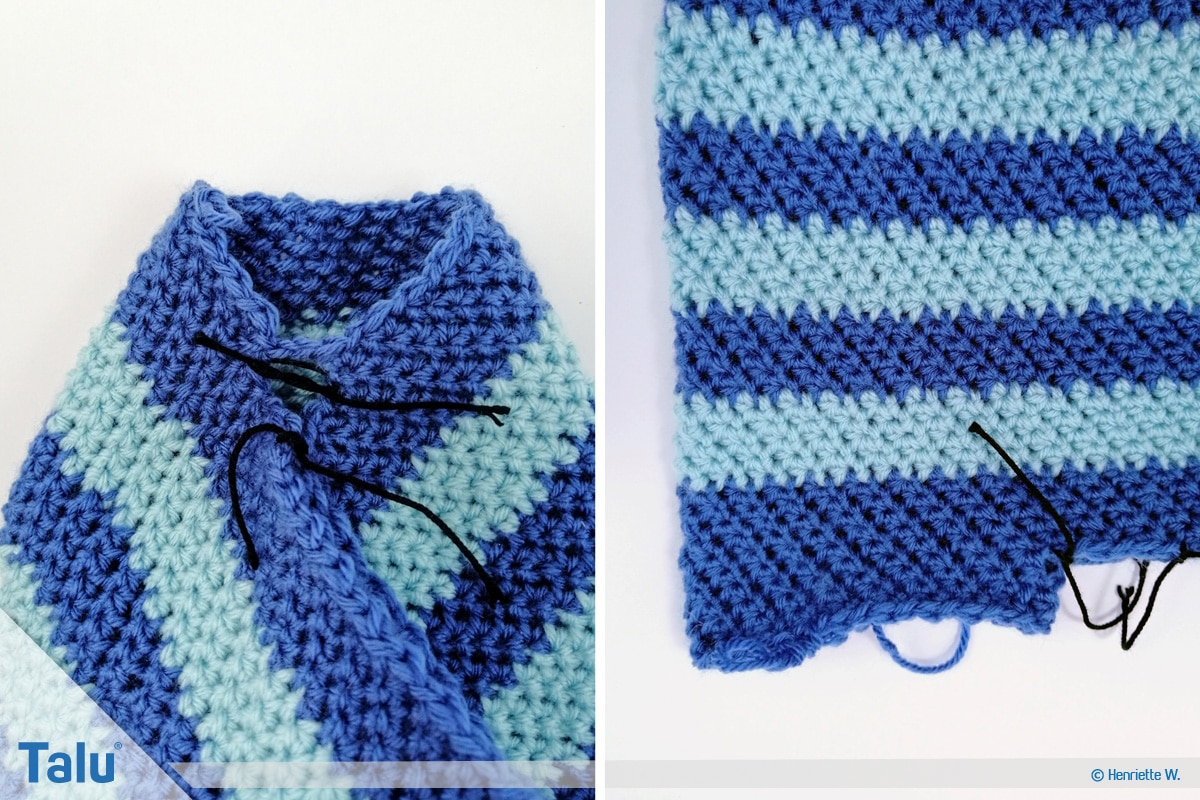 Babyhose häkeln, Anleitung Häkelhose, Beinchen im Schritt schließen