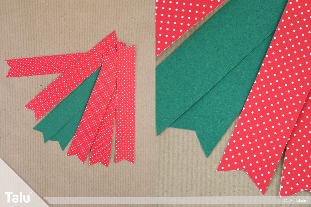 Basteln mit Papier an Weihnachten, Ideen, ausgeschnittene Papierstreifen