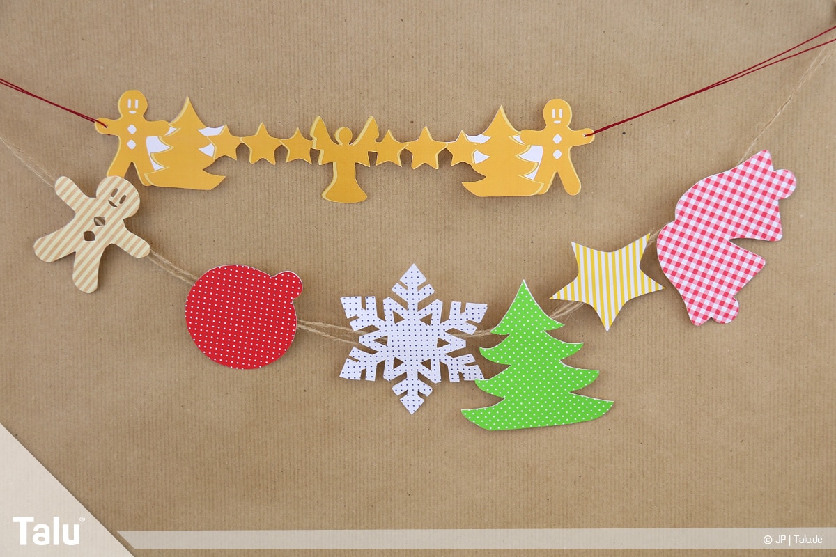 Basteln mit Papier an Weihnachten, Ideen, verschiedene Girlanden-Varianten