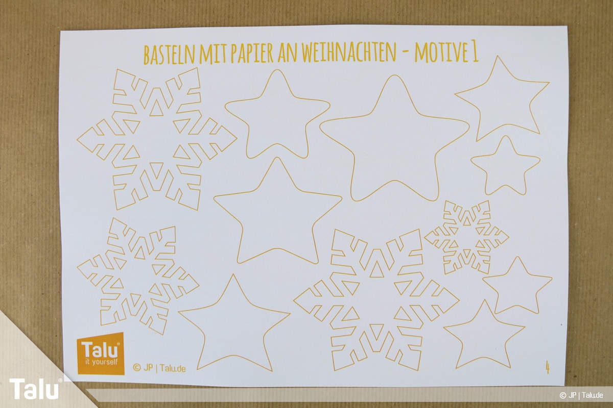 Basteln mit Papier an Weihnachten, Ideen, Talu-Bastelvorlagen-Motive