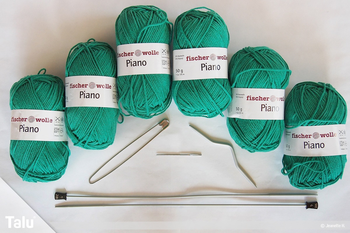 Fallmaschenmuster stricken, Anleitung, Material