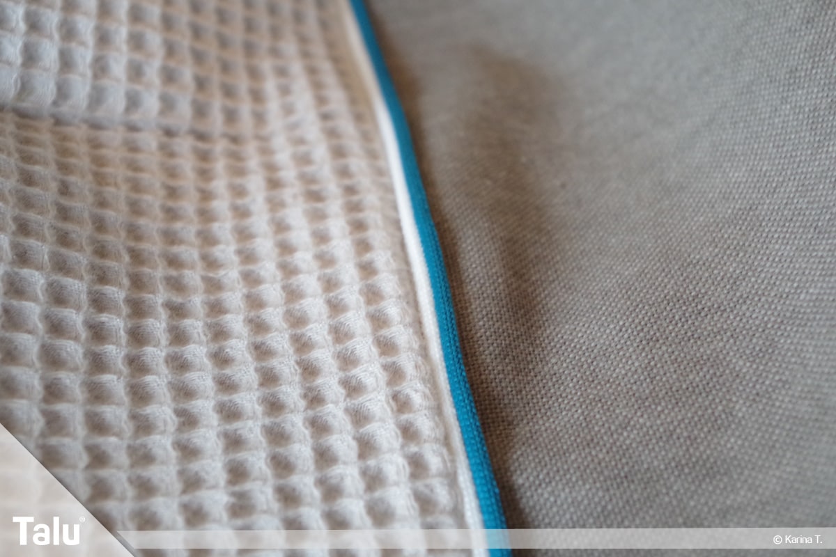 Sitzsack selber machen, Anleitung, fertig angebrachtes Paspelband