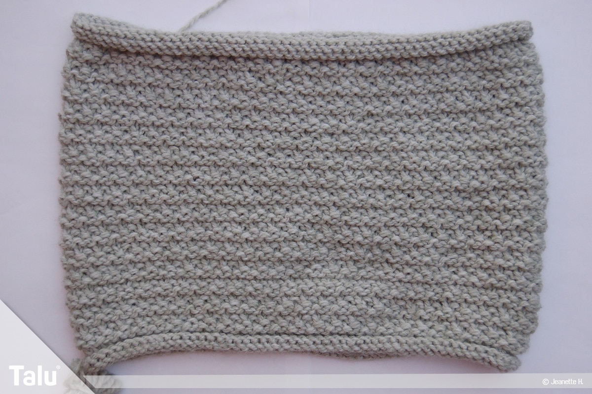 Snood selbst stricken, Anleitung Schlauchschal, fertig gestrickter Snood