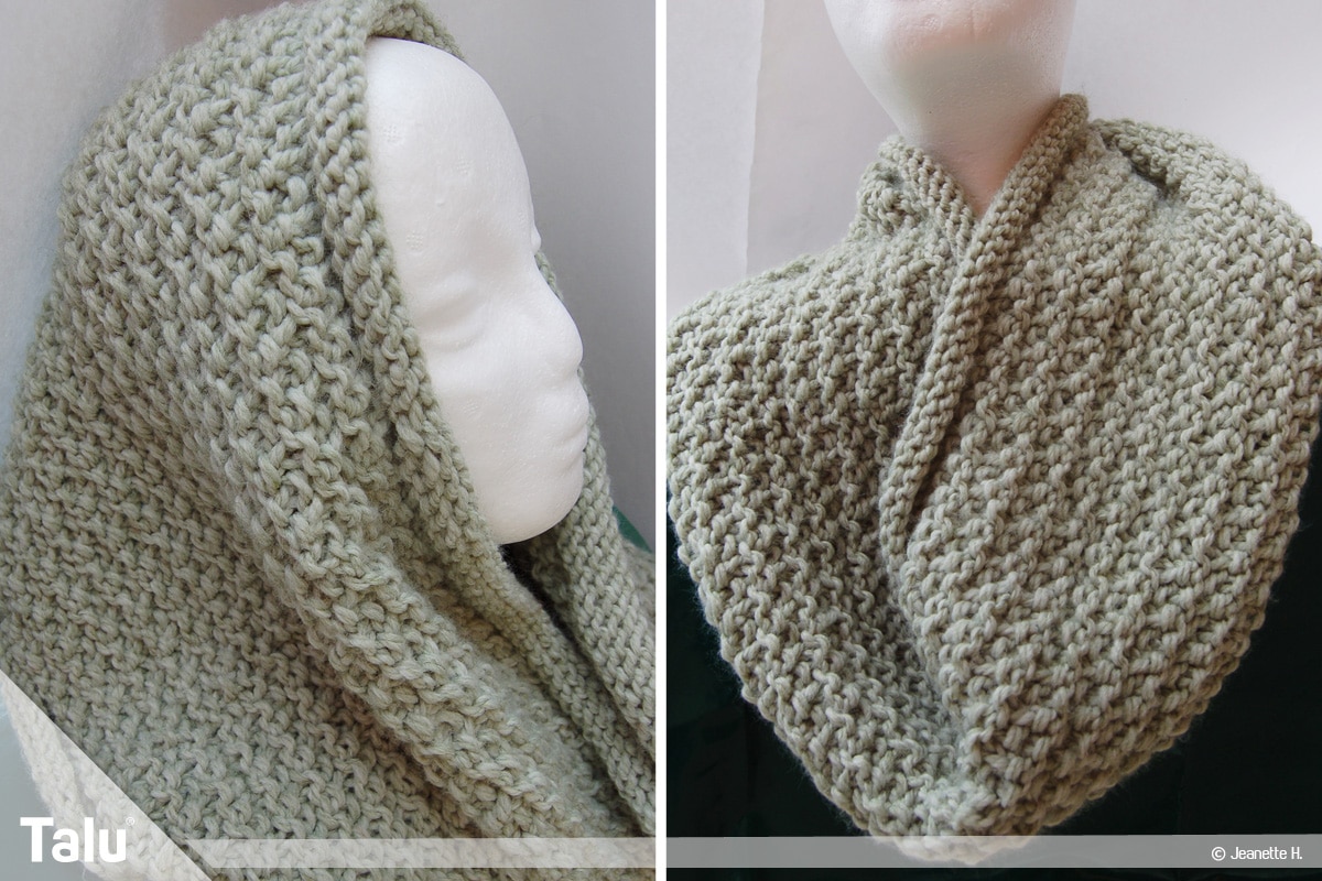 Snood selbst stricken, Anleitung Schlauchschal, Snood als Hals- und Kopfwärmer einsetzbar