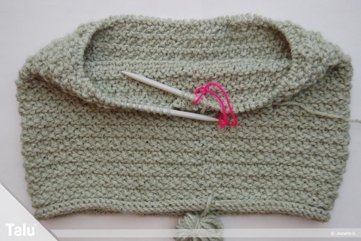 Snood selbst stricken, Anleitung Schlauchschal, Snood vor gestricktem Rollrand-Abschluss